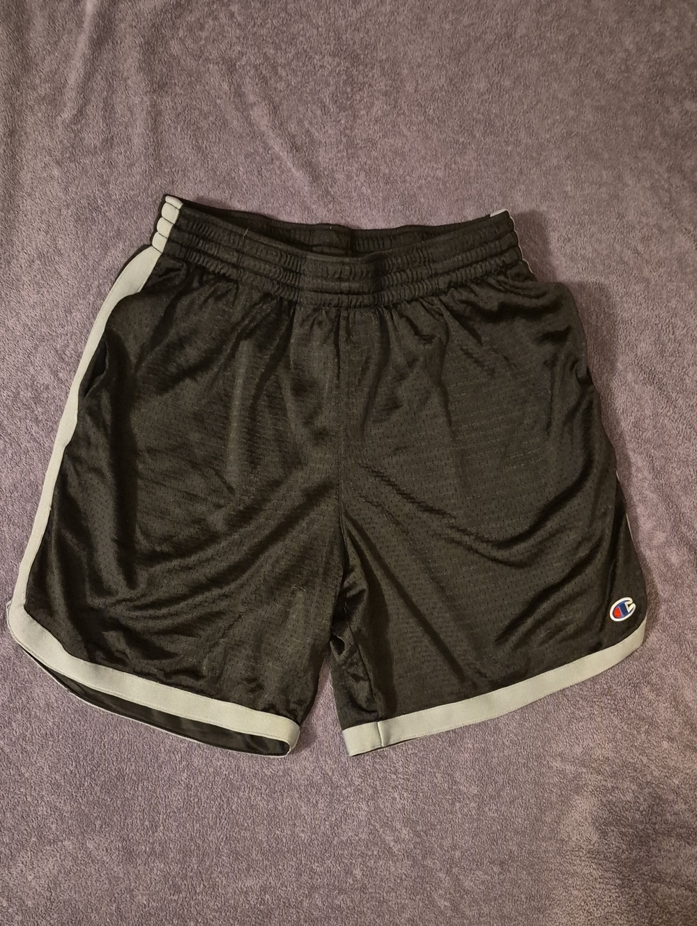 Champion Black Athletic Shorts with Gray Trim